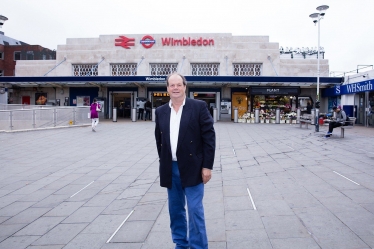 Stephen Hammond MP outside Wimbledon Station